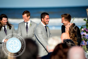 beach ceremony wedding photos