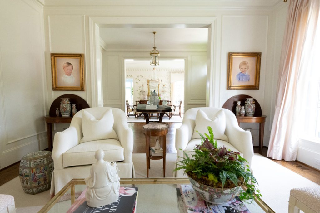 Home with oil portraits of boys by raleigh photographer